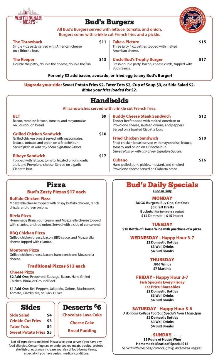 Uncle Bud's - Oak Lawn, IL menu_pic
