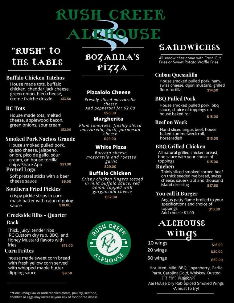 Rush Creek Ale House - Hamburg, NY menu_pic