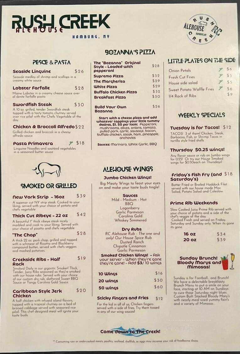 Rush Creek Ale House - Hamburg, NY menu_pic