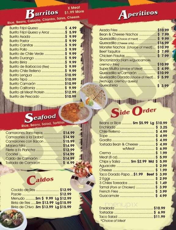 Mi Hacienda Durango - Hesperia, CA menu_pic