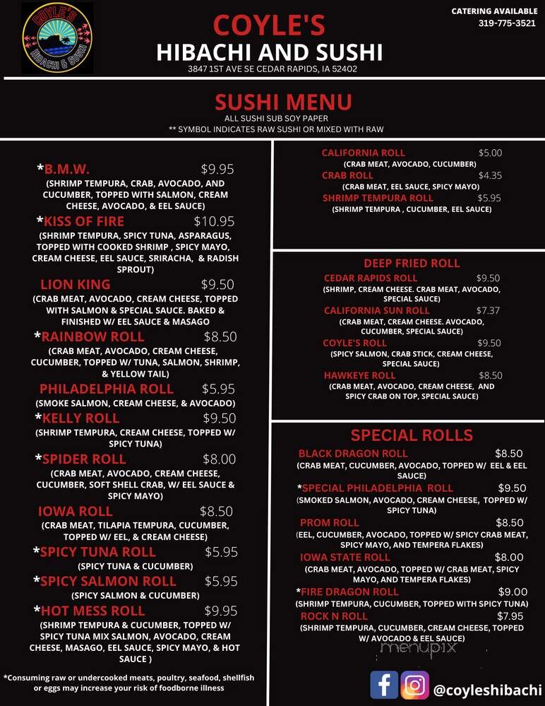 Coyle's Hibatchi Grill - Cedar Rapids, IA menu_pic