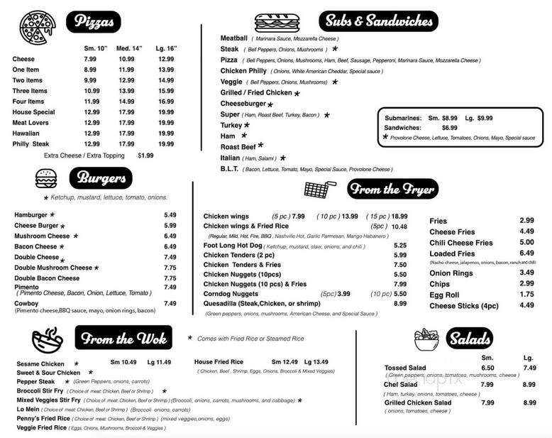 Penny's Restaurant - Oakboro, NC menu_pic