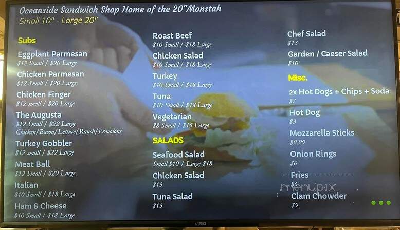Oceanside Sandwich Shop - Hampton Falls, NH menu_pic