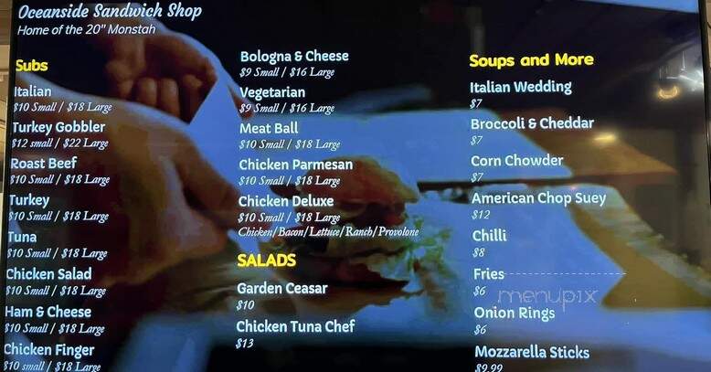 Oceanside Sandwich Shop - Hampton Falls, NH menu_pic