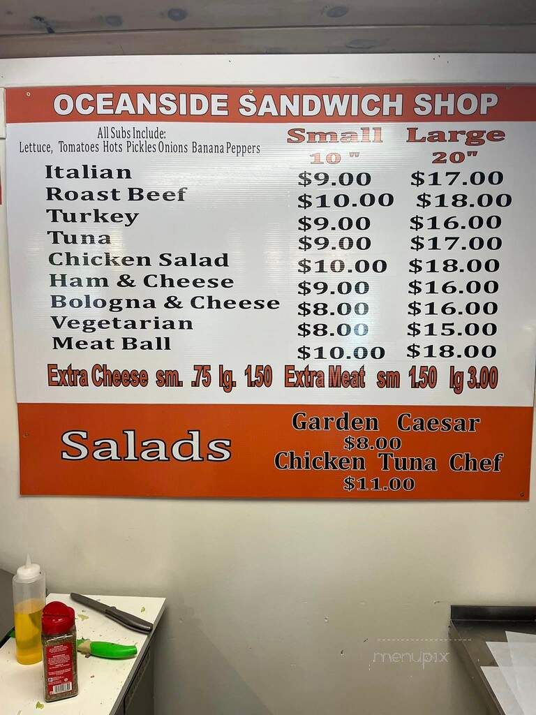 Oceanside Sandwich Shop - Hampton Falls, NH menu_pic