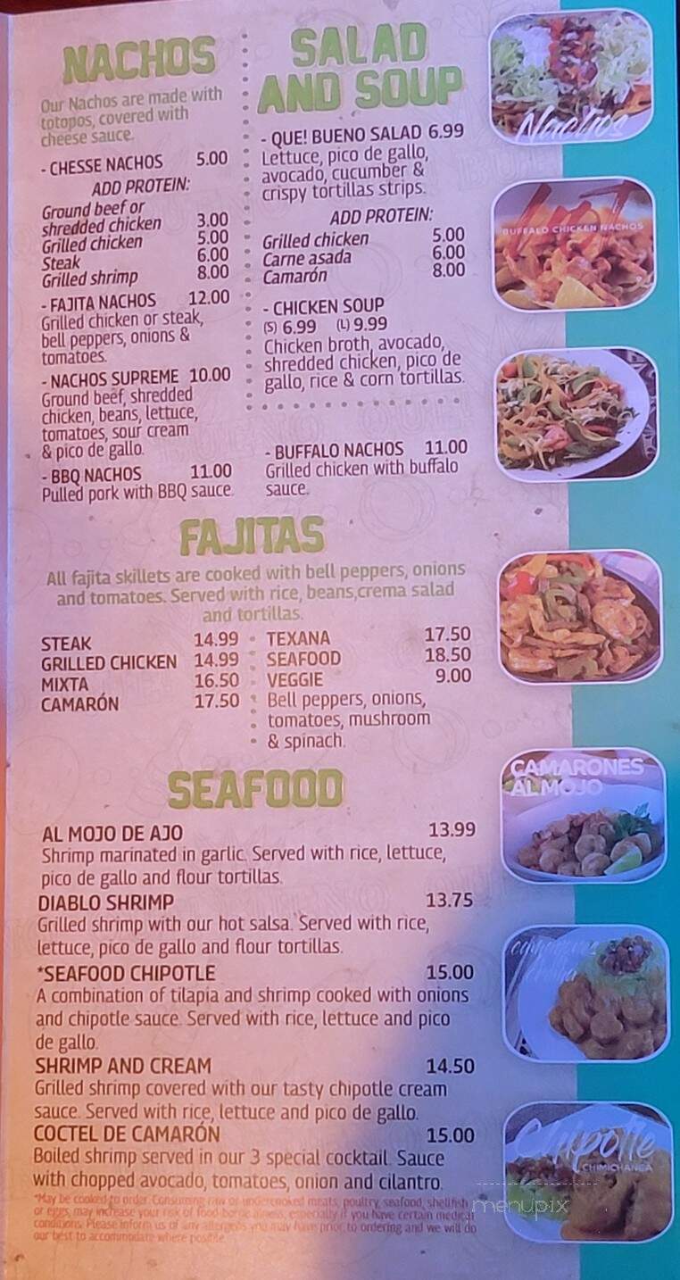 Que Bueno Bar & Grill - Irmo, SC menu_pic