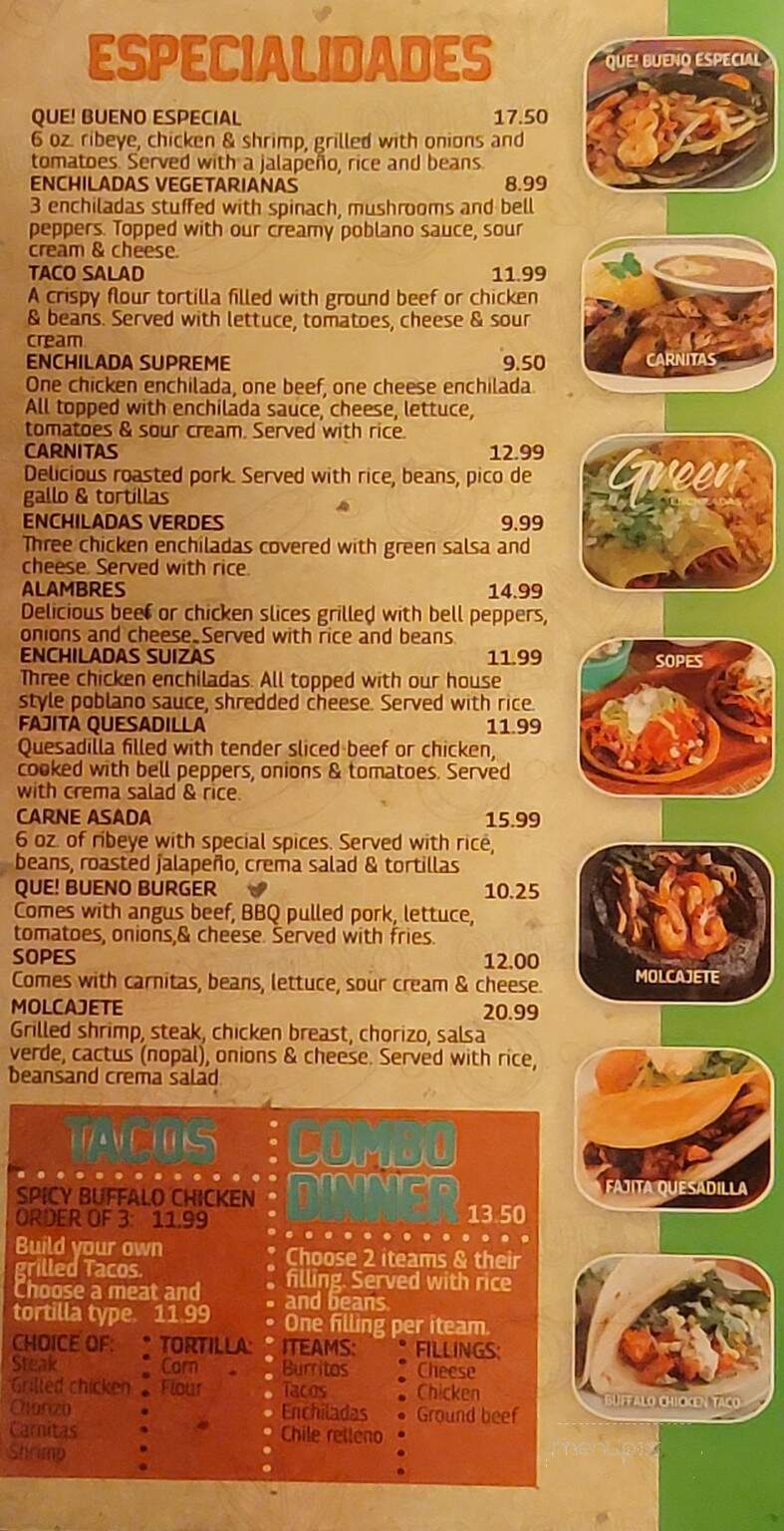 Que Bueno Bar & Grill - Irmo, SC menu_pic