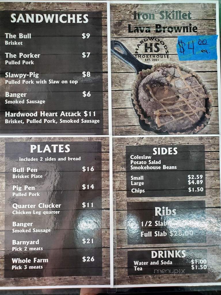 Hardwoods Smokehouse - Cookeville, TN menu_pic