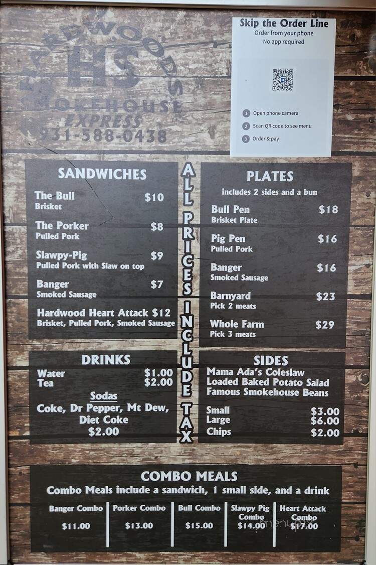 Hardwoods Smokehouse - Cookeville, TN menu_pic