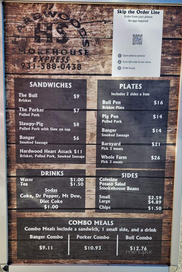 Hardwoods Smokehouse - Cookeville, TN menu_pic