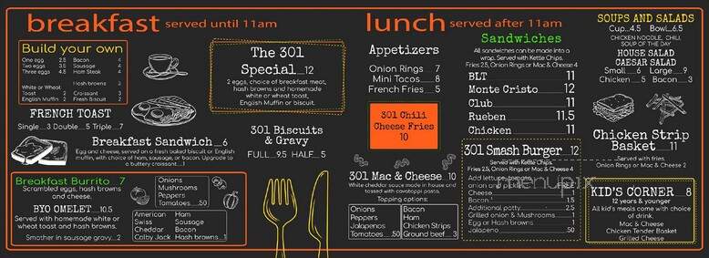 The 301 Diner - Wolverine, MI menu_pic