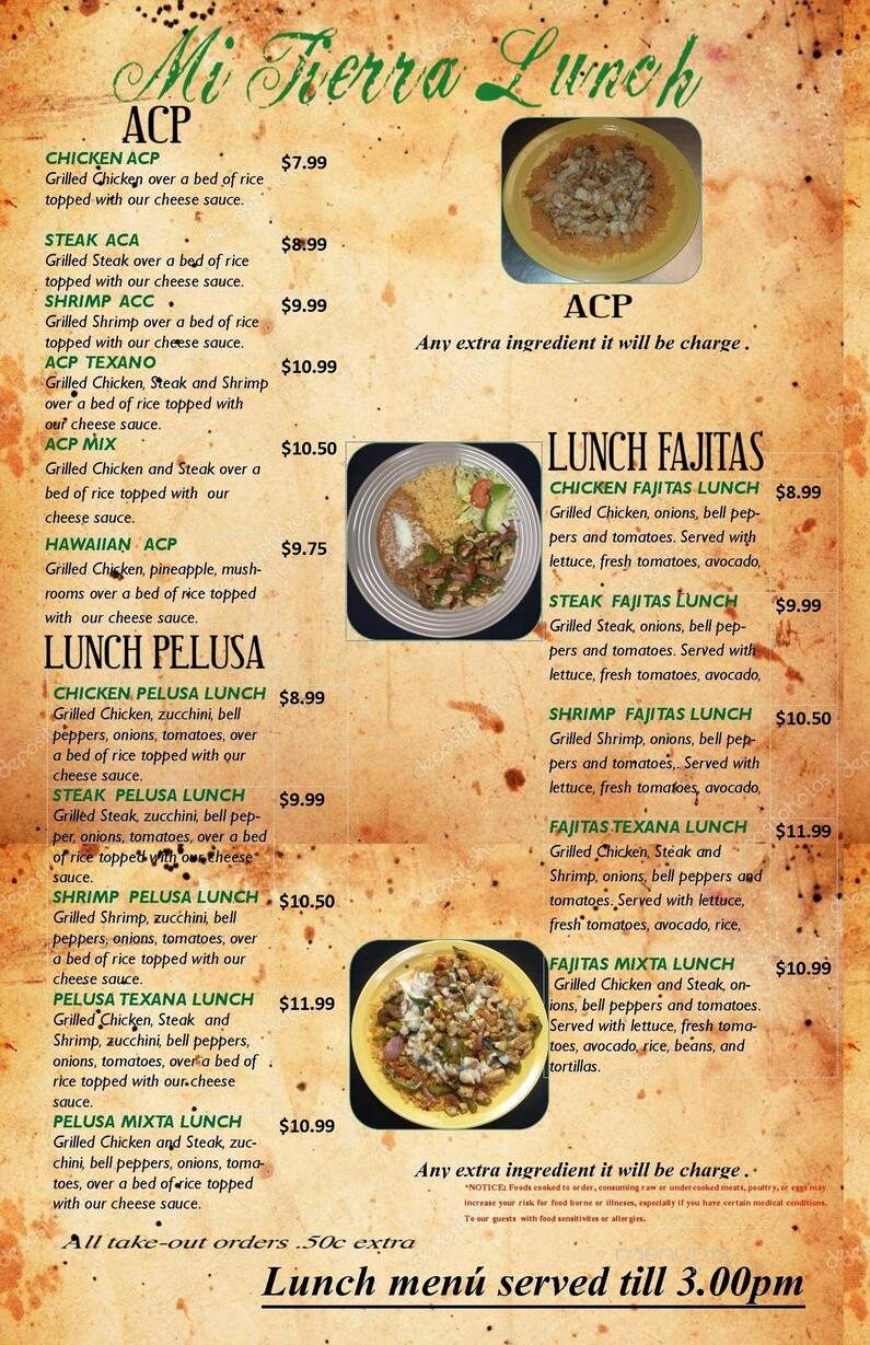 Mi Tierra Mexican Cuisine - Boonville, NC menu_pic