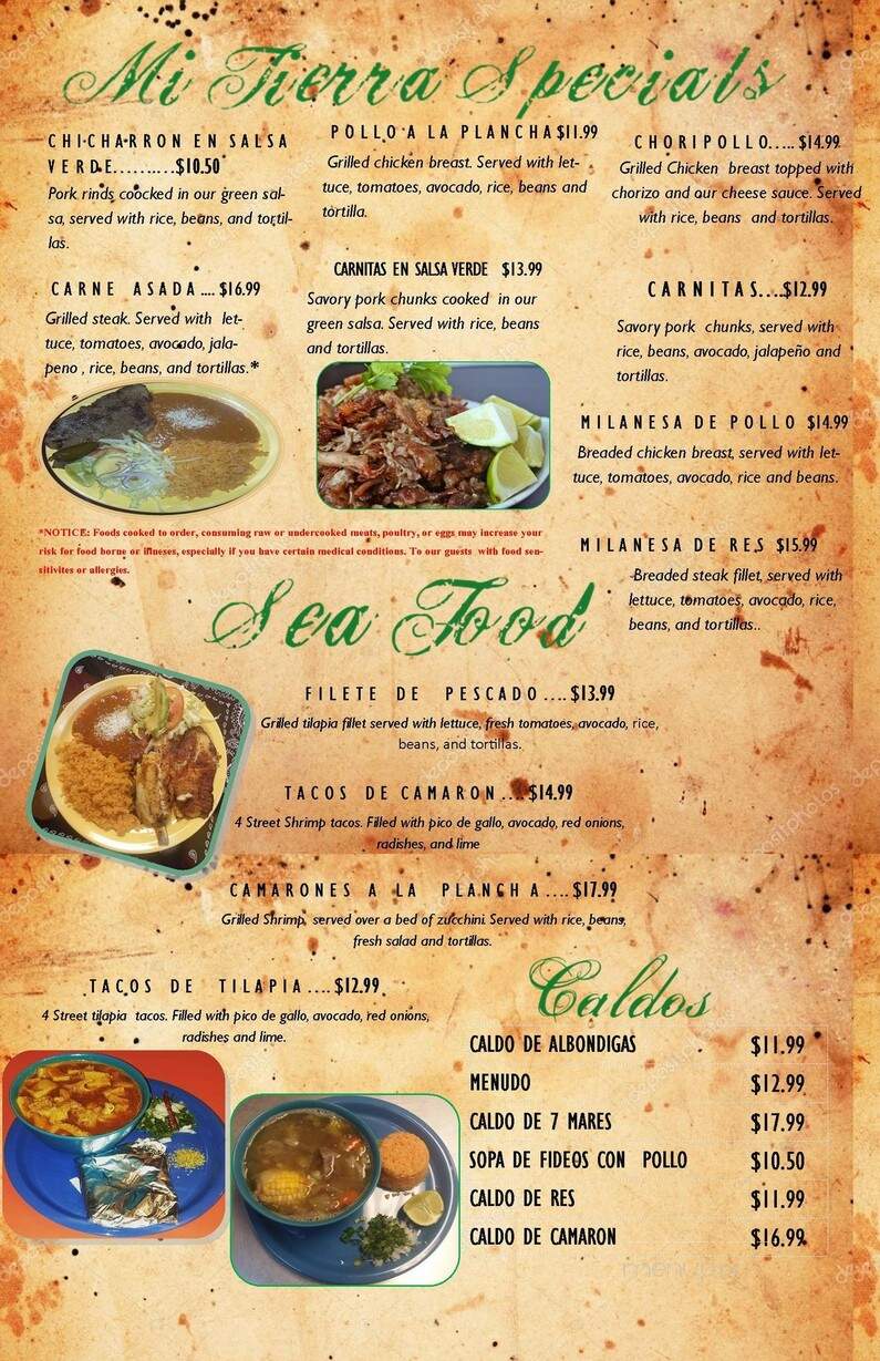 Mi Tierra Mexican Cuisine - Boonville, NC menu_pic