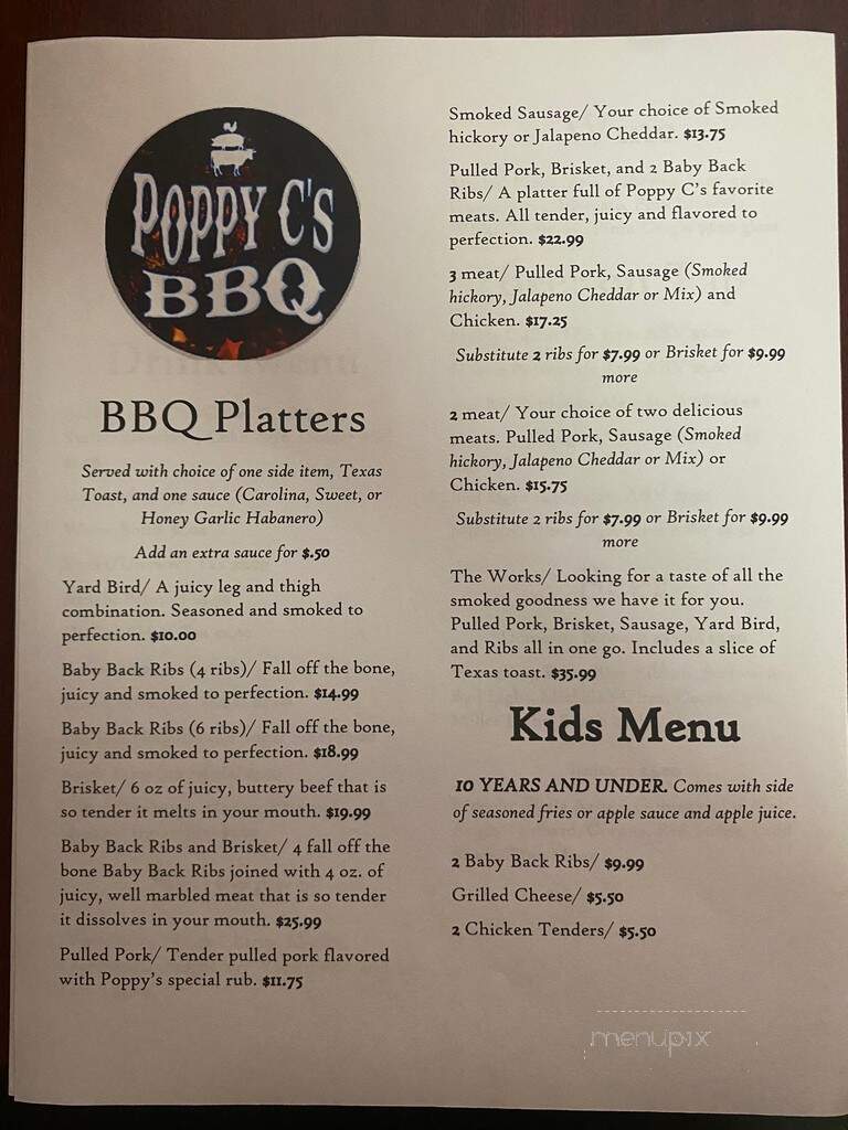 Poppy C's BBQ - Fort Walton Beach, FL menu_pic