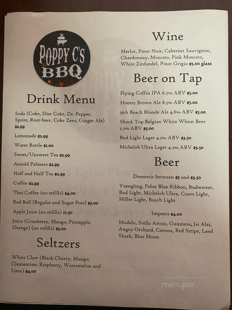 Poppy C's BBQ - Fort Walton Beach, FL menu_pic