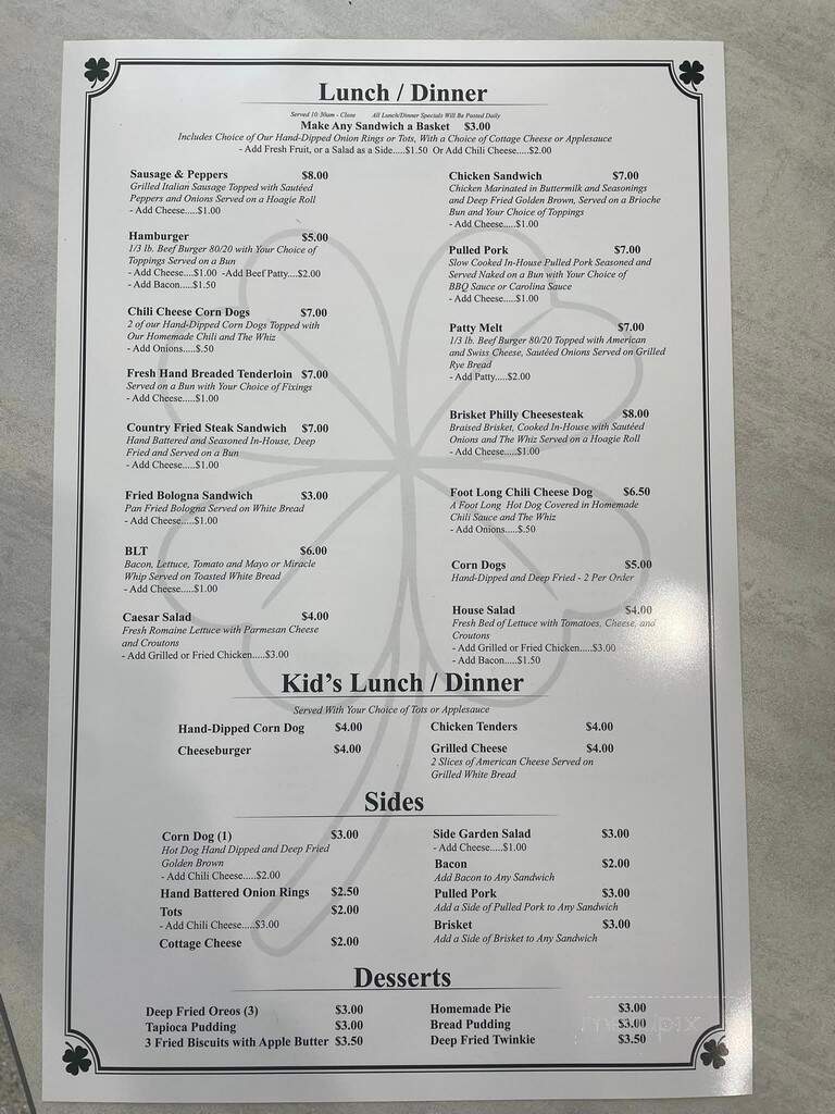 The Lucky 7 Cafe - Shelbyville, IN menu_pic