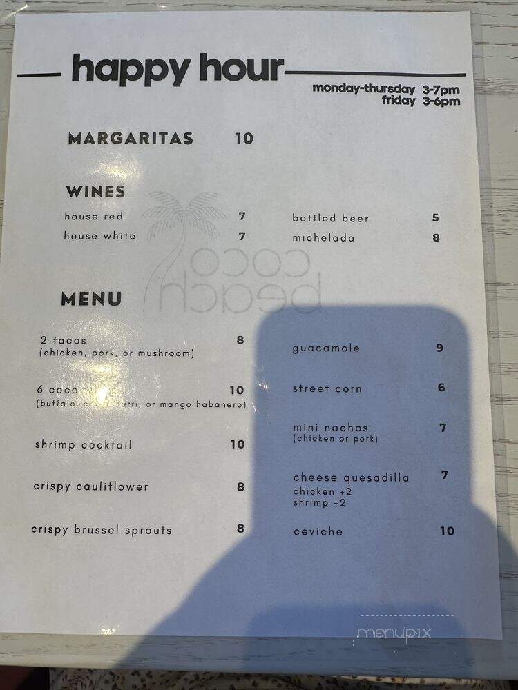 Coco Beach Bar & Grill - Marina del Rey, CA menu_pic