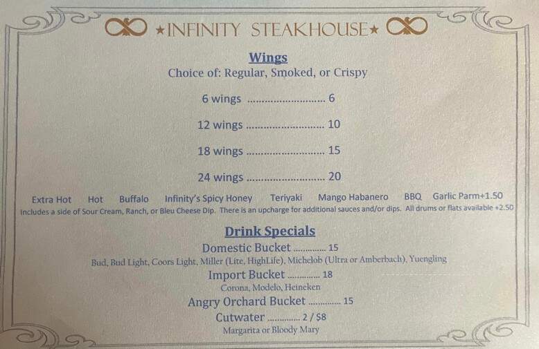 Infinity Steakhouse - LaBelle, FL menu_pic