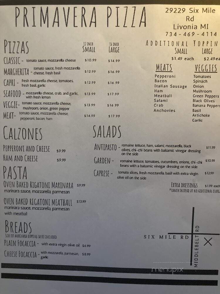 Primavera Pizza - Livonia, MI