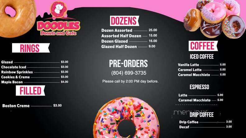Doodles Donuts and Cafe - Hayes, VA menu_pic