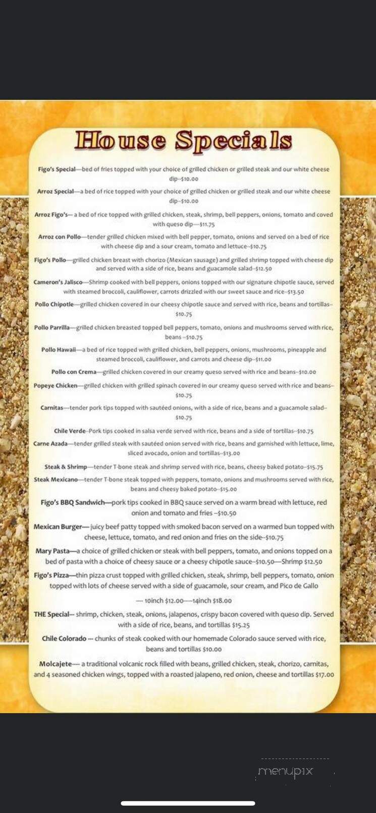 Figo's Mexican Barn - Bourbon, MO menu_pic