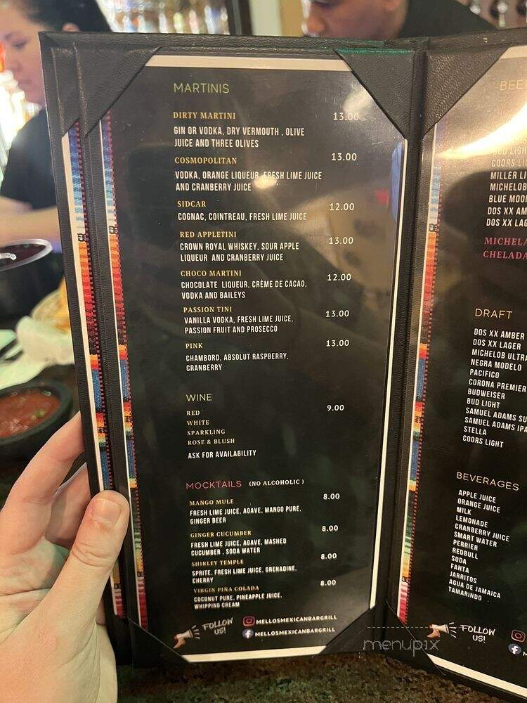 Mellos Mexican Bar Grill - Leominster, MA menu_pic