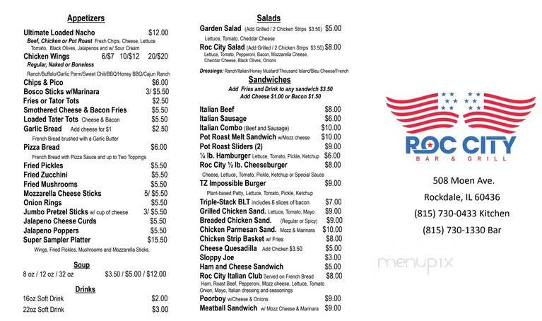 Roc City Bar and Grill - Rockdale, IL menu_pic
