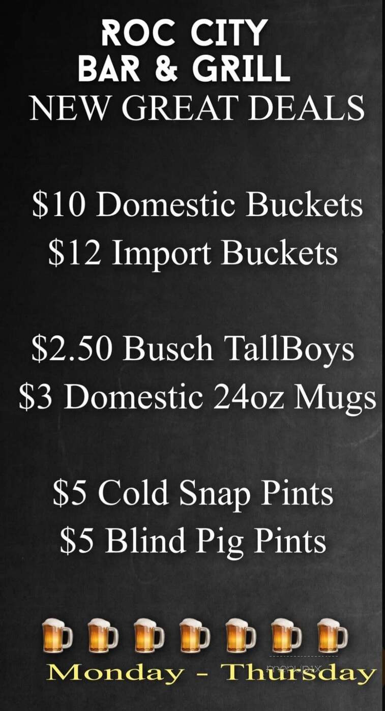 Roc City Bar and Grill - Rockdale, IL menu_pic