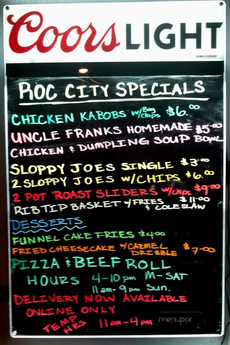 Roc City Bar and Grill - Rockdale, IL menu_pic