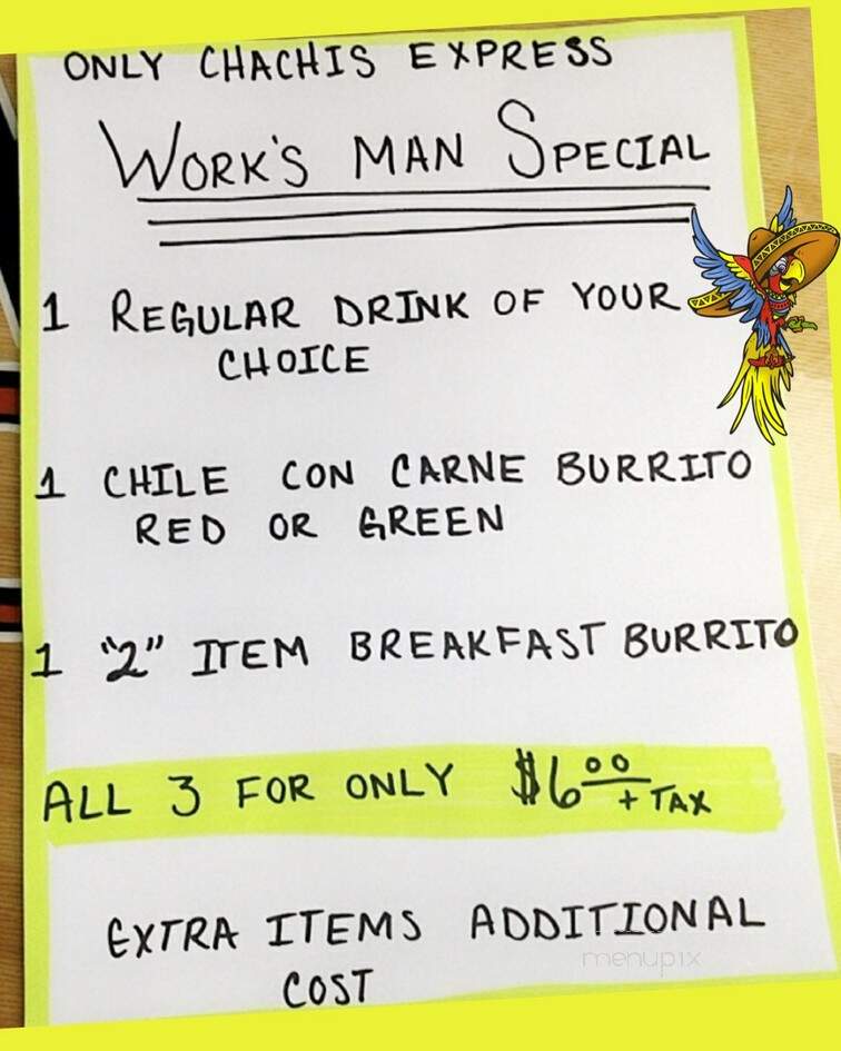 Chachi's Express - Las Cruces, NM menu_pic