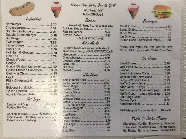 Corner Cone - Wurtland, KY menu_pic