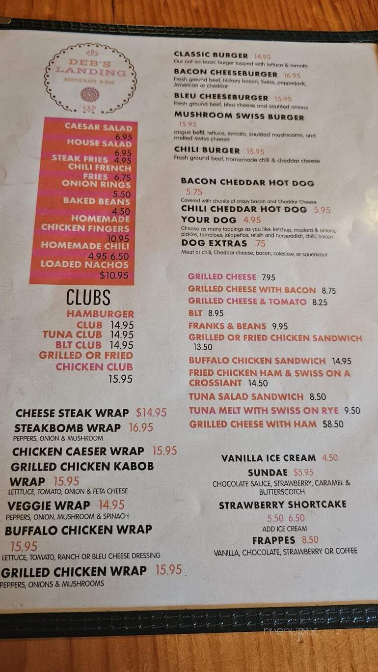 Deb's Landing - Tamworth, NH menu_pic