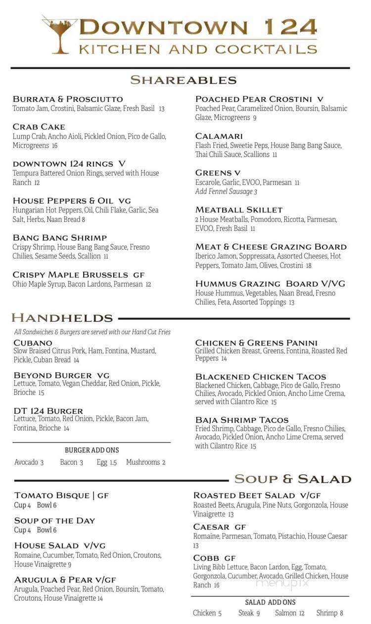 Downtown 124 - Warren, OH menu_pic