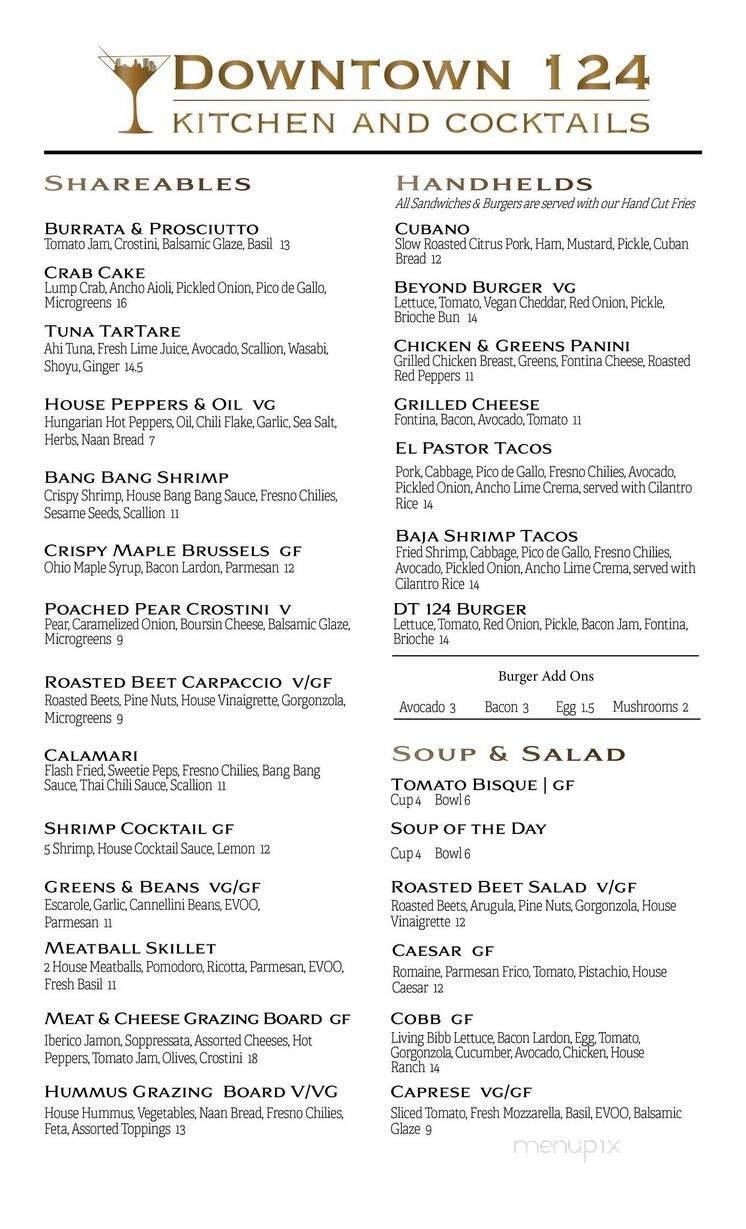 Downtown 124 - Warren, OH menu_pic