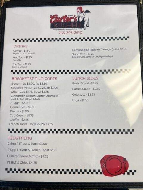 Carter's Kitchen - Anderson, IN menu_pic