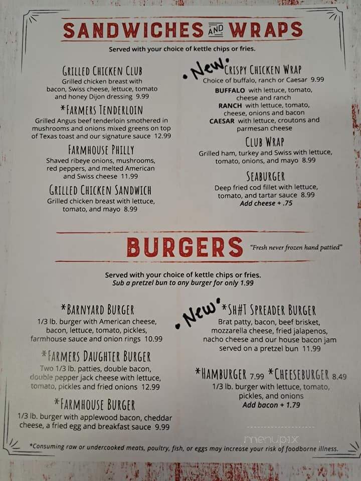 Farmhouse Bar & Grill - Luxemburg, WI menu_pic