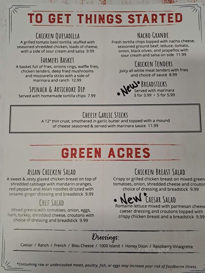 Farmhouse Bar & Grill - Luxemburg, WI menu_pic