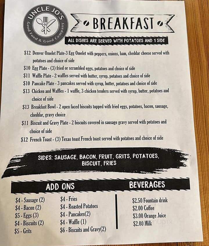 Uncle Jo's - Cleveland, MS menu_pic
