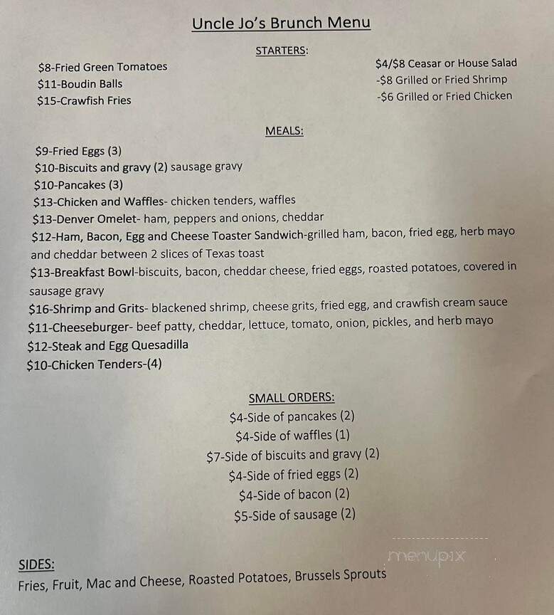 Uncle Jo's - Cleveland, MS menu_pic
