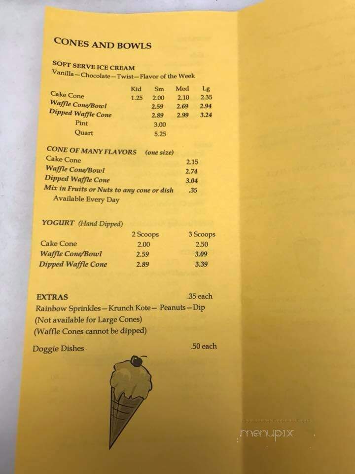 Krause's Soft Freeze - Boswell, PA menu_pic