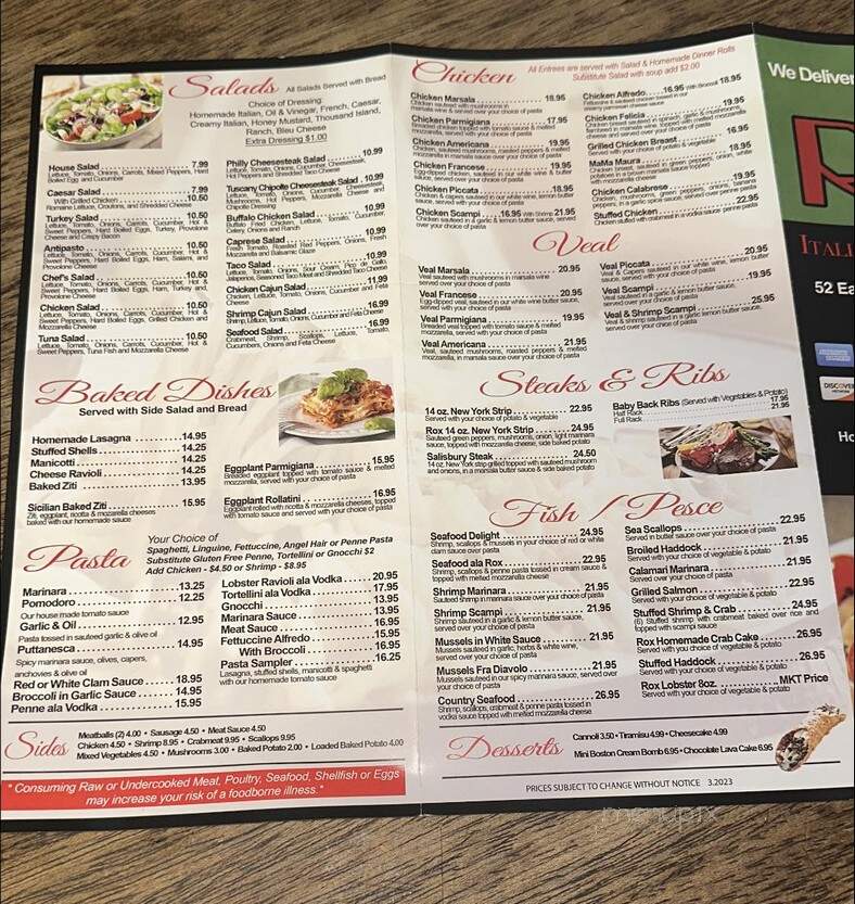 Rox 52 Italian Restaurant and Pizza - Plymouth, PA menu_pic