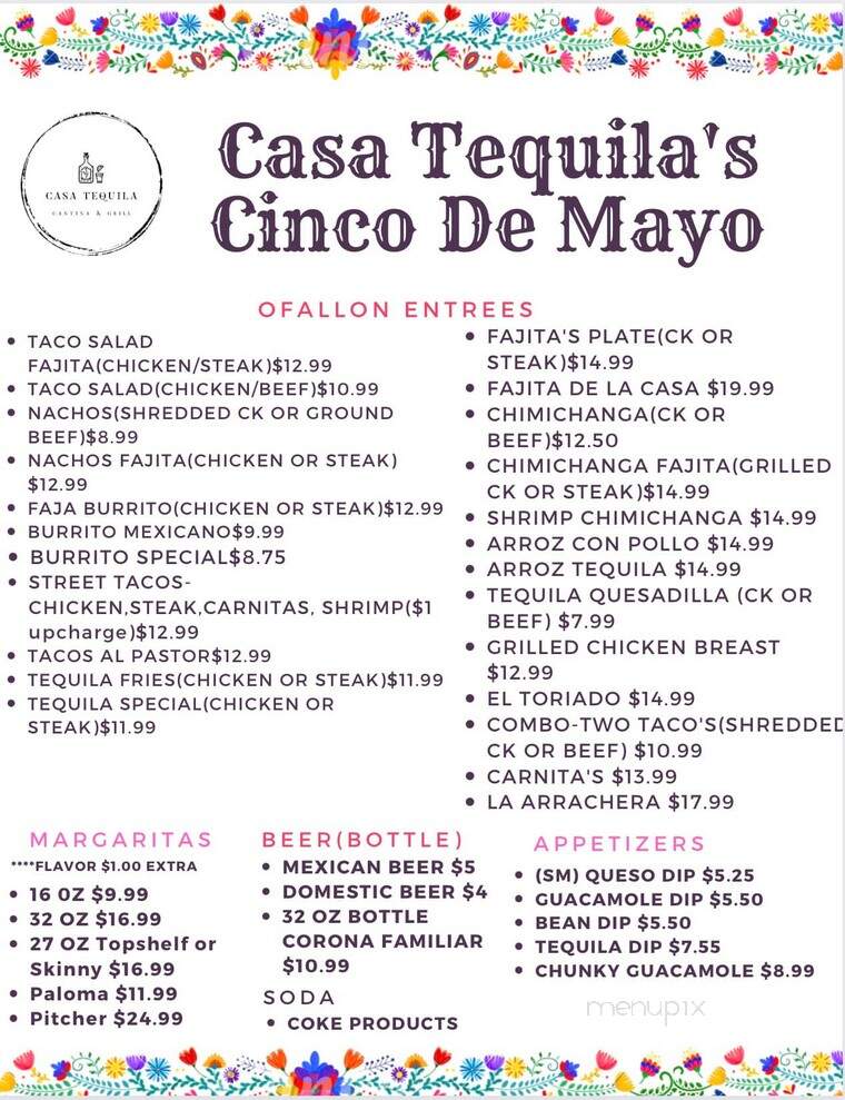 Casa Tequila Cantina and Grill - O'Fallon, MO menu_pic
