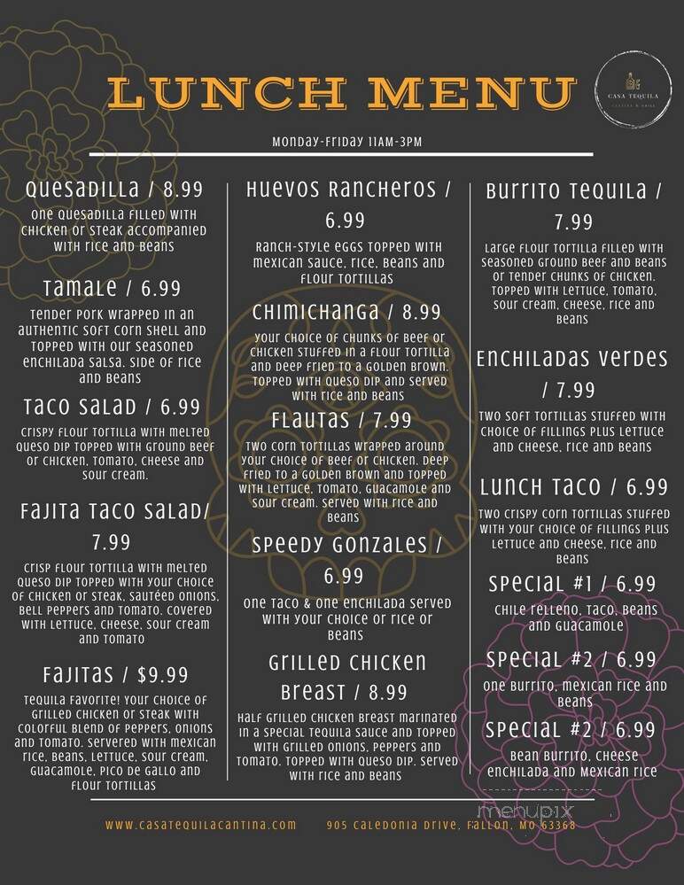 Casa Tequila Cantina and Grill - O'Fallon, MO menu_pic