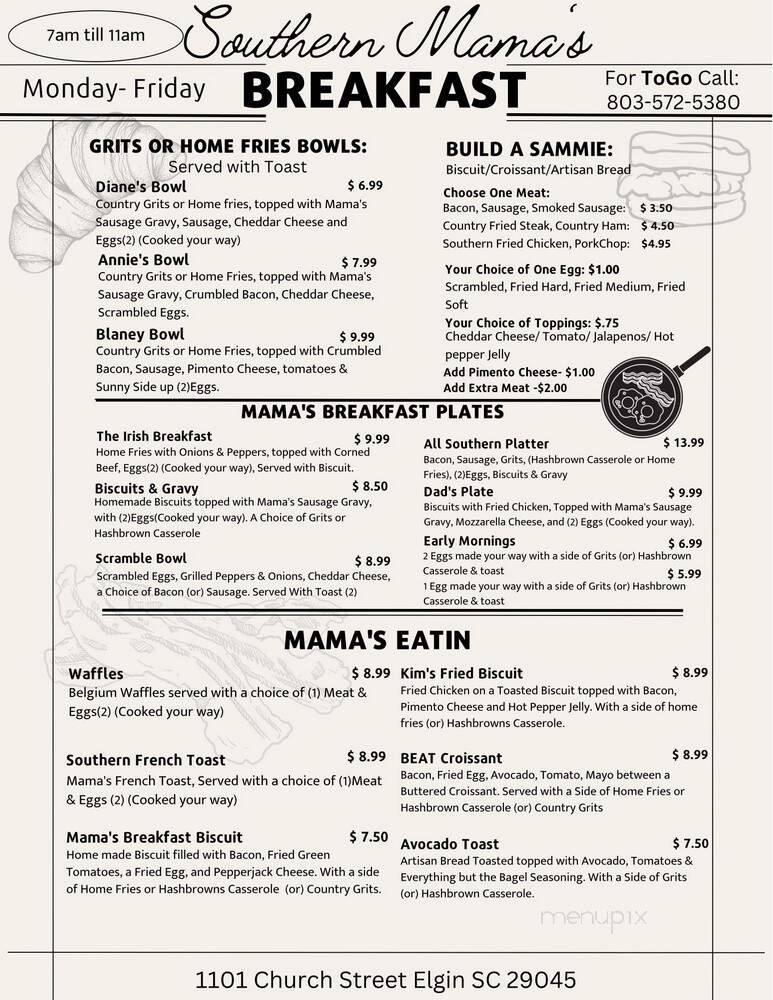 Southern Mama's - Elgin, SC menu_pic