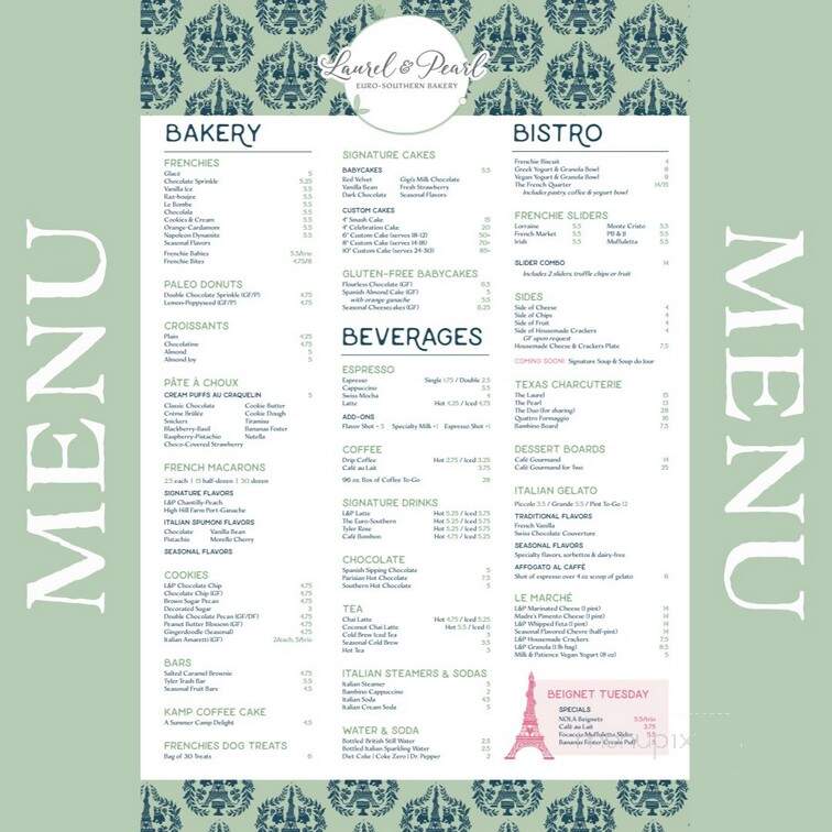 Laurel & Pearl Bakery - Tyler, TX menu_pic