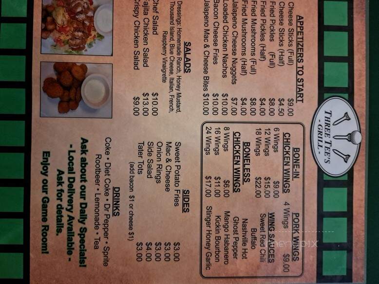Three Tee's Bar and Grill - Burns Flat, OK menu_pic
