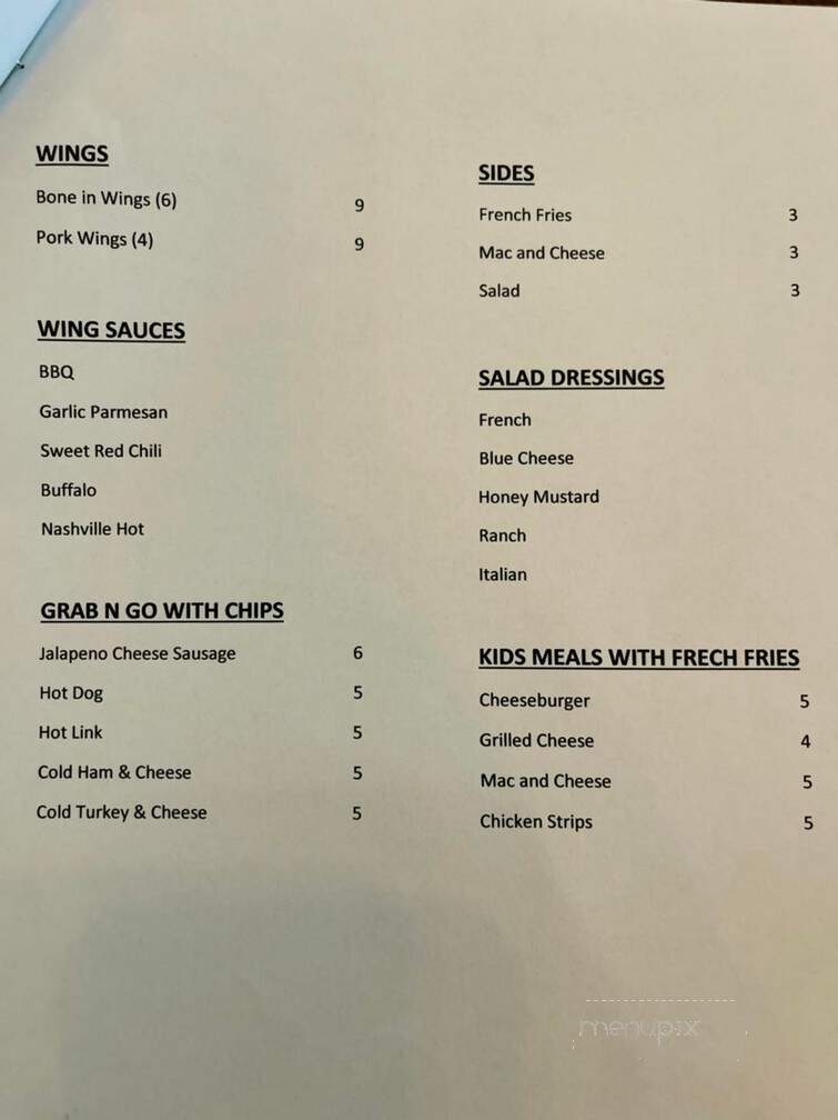 Three Tee's Bar and Grill - Burns Flat, OK menu_pic