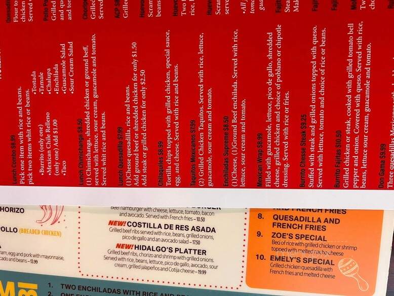 Rio's Mexican Kitchen - Mars Hill, NC menu_pic