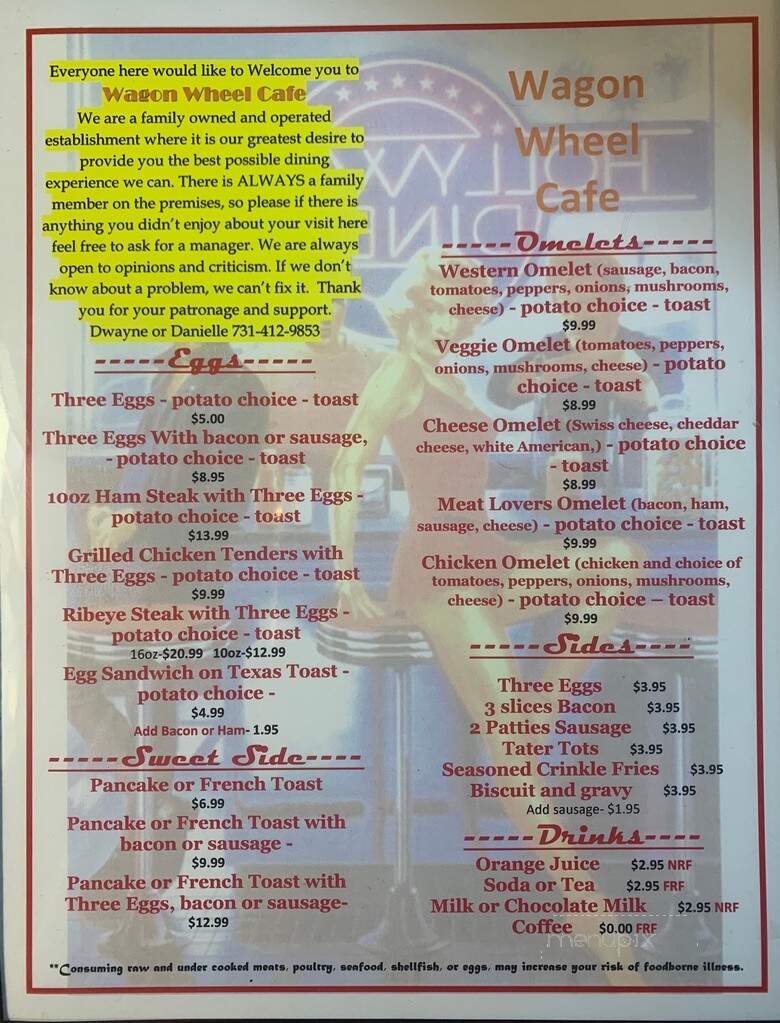 Wagon Wheel Cafe - Waynesboro, TN menu_pic