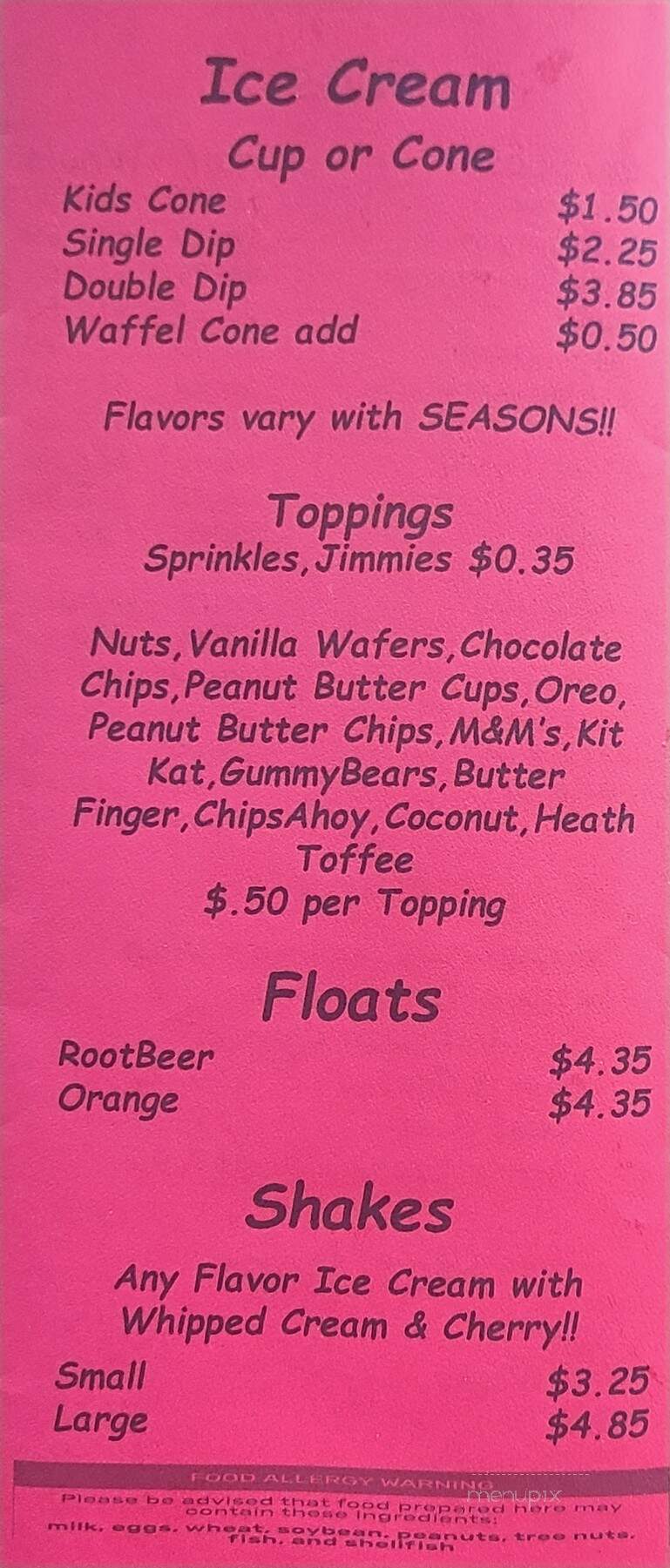 Chubby's Pizza Wings & More - Gettysburg, PA menu_pic